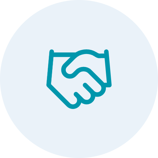 Icône représentant la collaboration entre le cabinet, le client et les outils.
